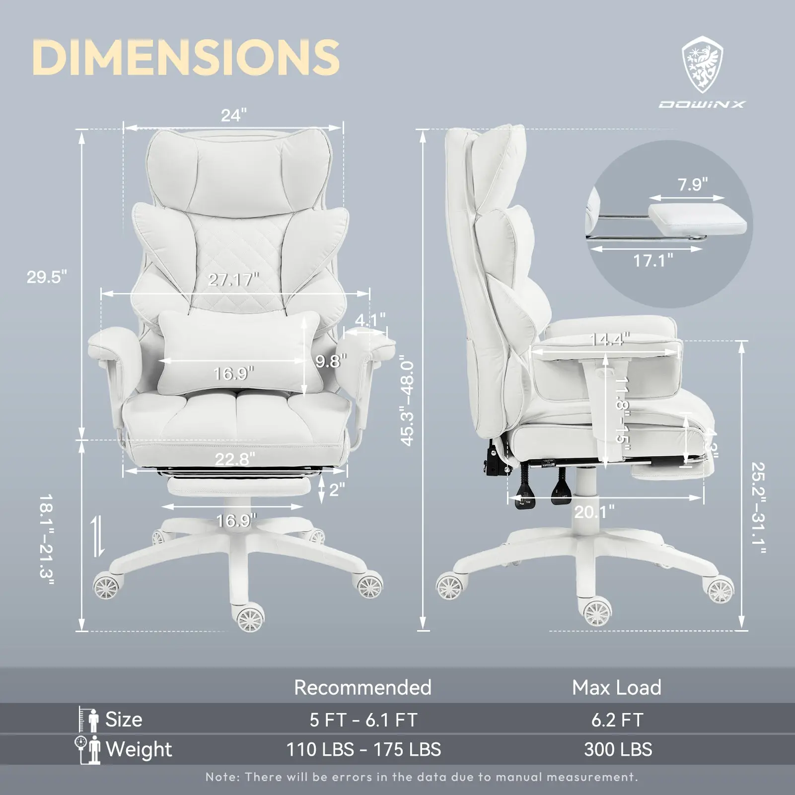 EXECUTIVE OFFICE SERIES 66B1 – 90°–135° Recline Range (Fabric, White) - Image 3