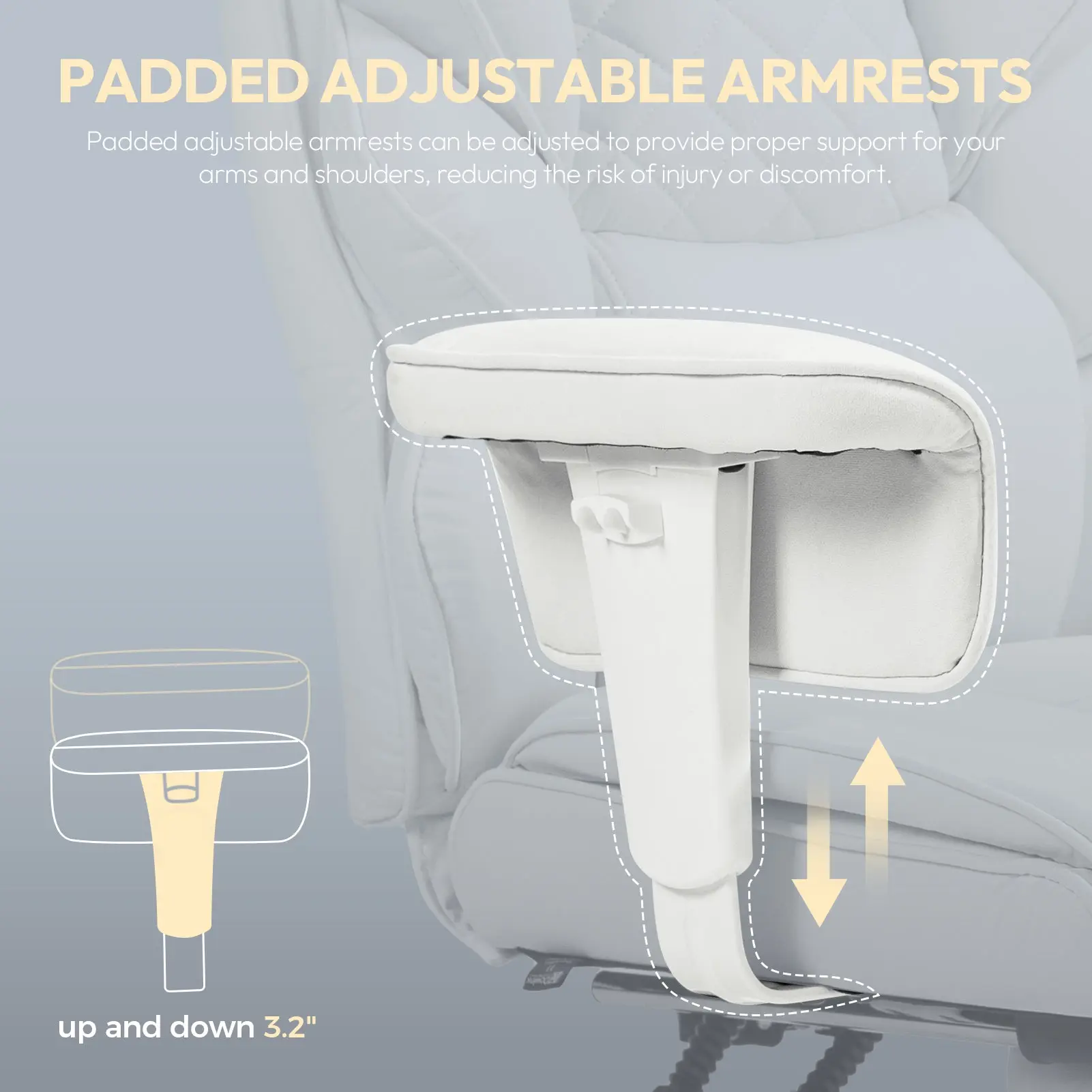 EXECUTIVE OFFICE SERIES 66B1 – 90°–135° Recline Range (Fabric, White) - Image 4