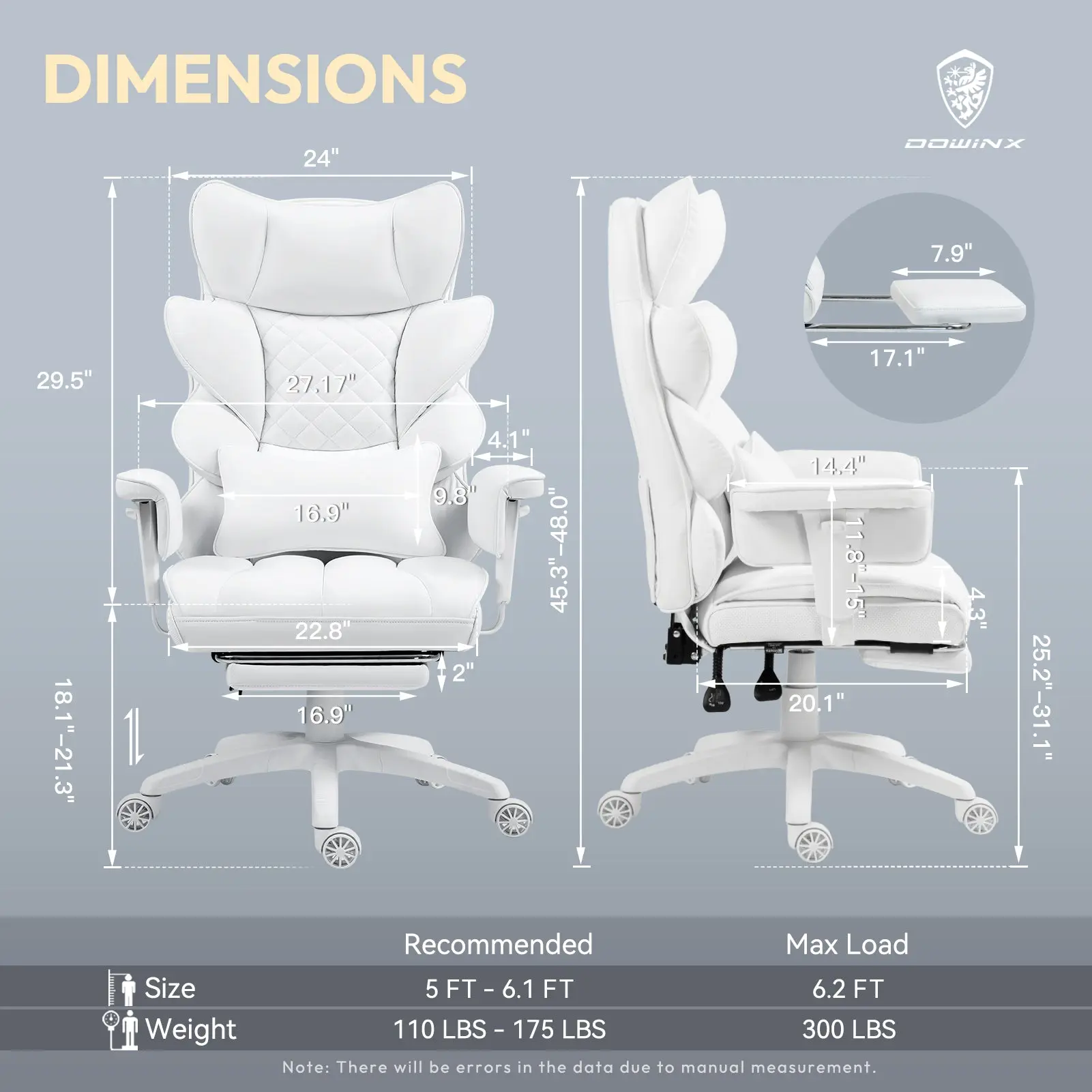 EXECUTIVE OFFICE SERIES 66B1 – 90°–135° Recline Range (PU Leather, White) - Image 3