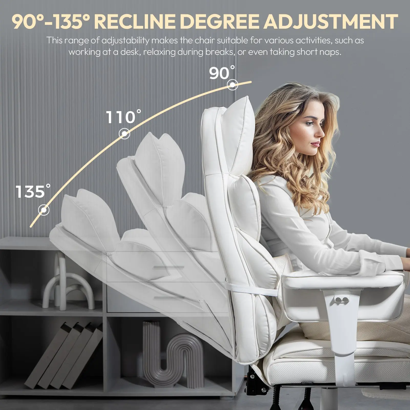 EXECUTIVE OFFICE SERIES 66B1 – 90°–135° Recline Range (PU Leather, White) - Image 5