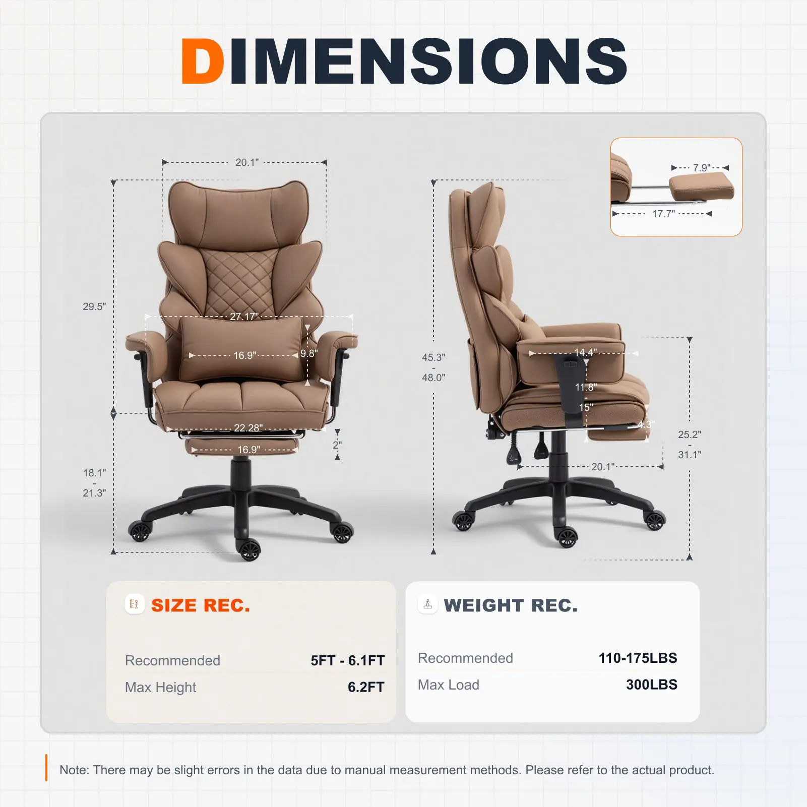 EXECUTIVE OFFICE SERIES 66B1 – 90°–135° Recline Range (PU Leather, Brown) - Image 3