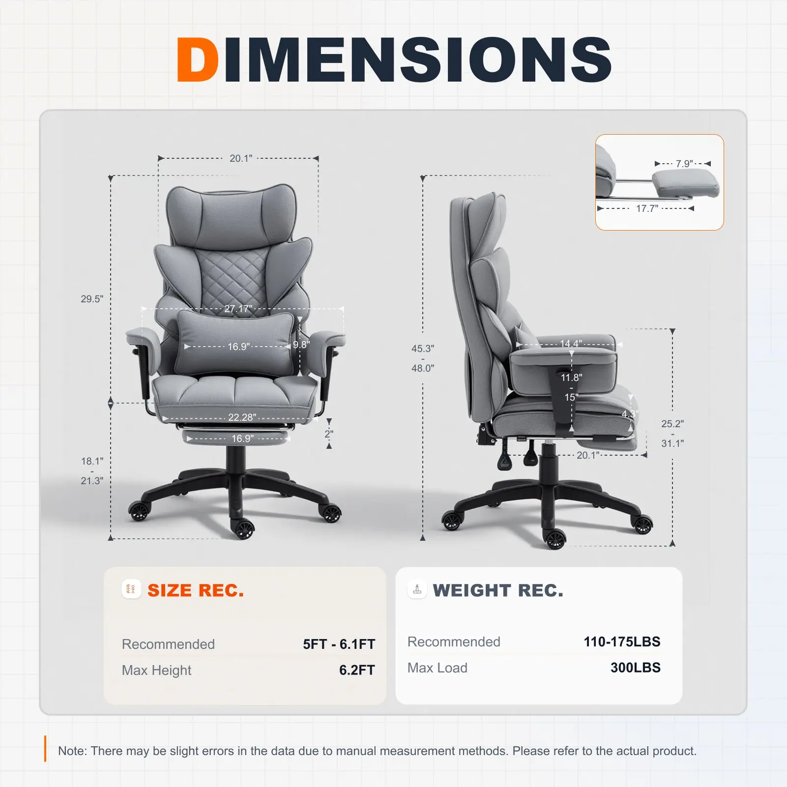 EXECUTIVE OFFICE SERIES 66B1 with 90°–135° Recline Range (PU Leather, Grey) - Image 3