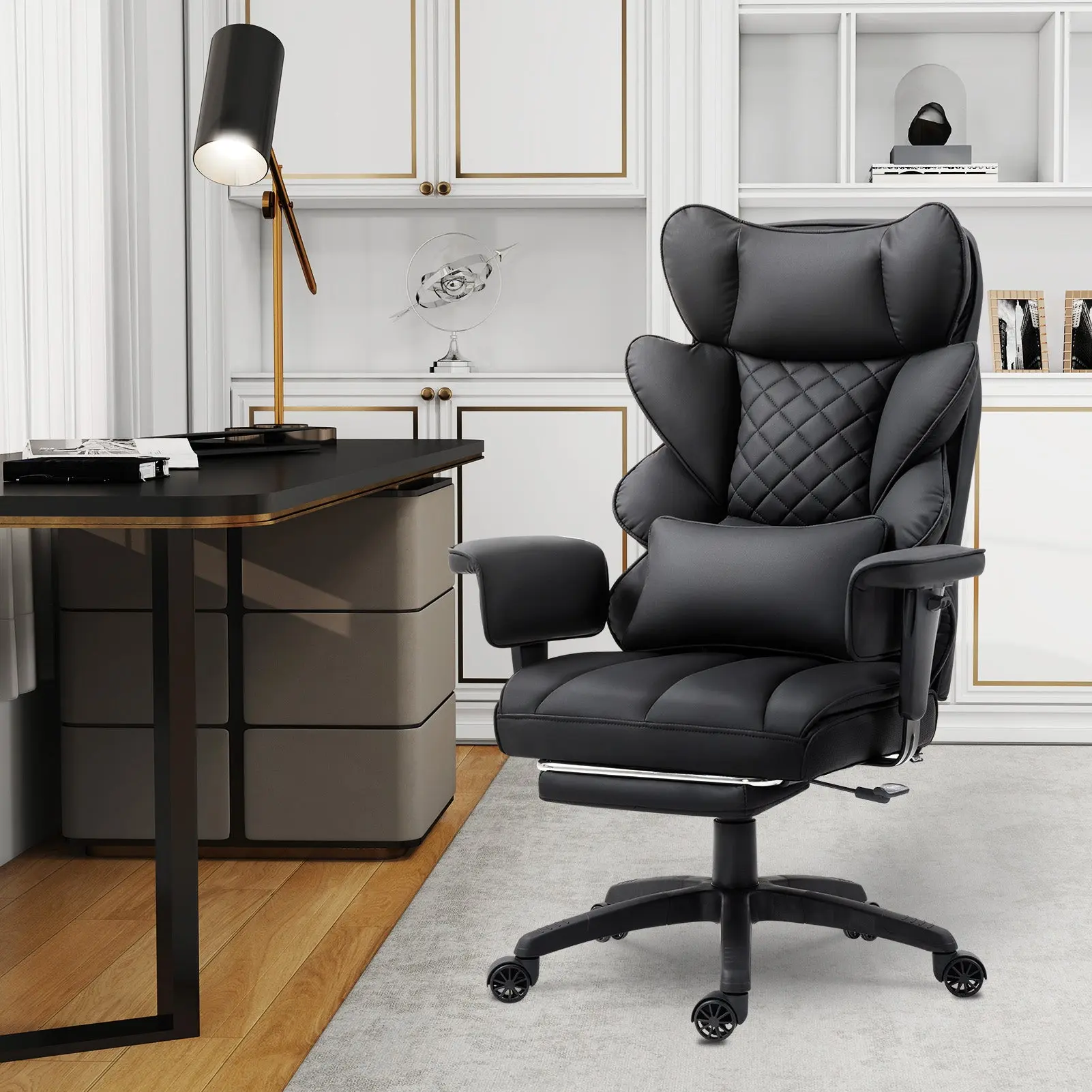 EXECUTIVE OFFICE SERIES 66B1-S with 17° Smooth Rocking Motion (PU Leather, Black) - Image 2