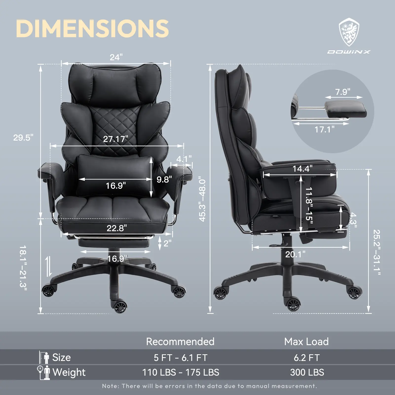 EXECUTIVE OFFICE SERIES 66B1-S with 17° Smooth Rocking Motion (PU Leather, Black) - Image 4