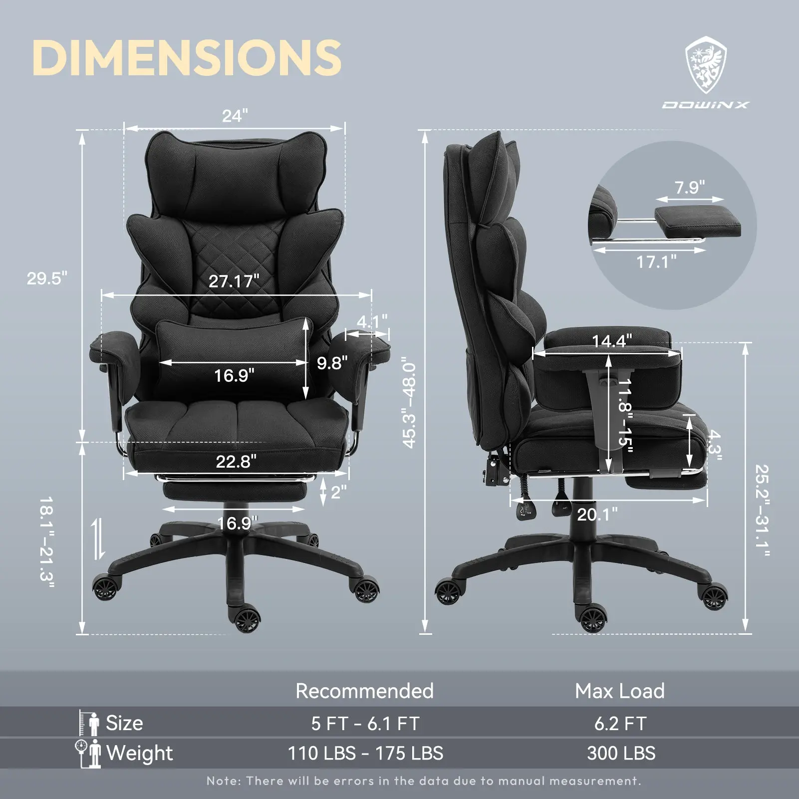EXECUTIVE OFFICE SERIES 66B1 with 90°–135° Recline Range (Fabric, Black) - Image 3