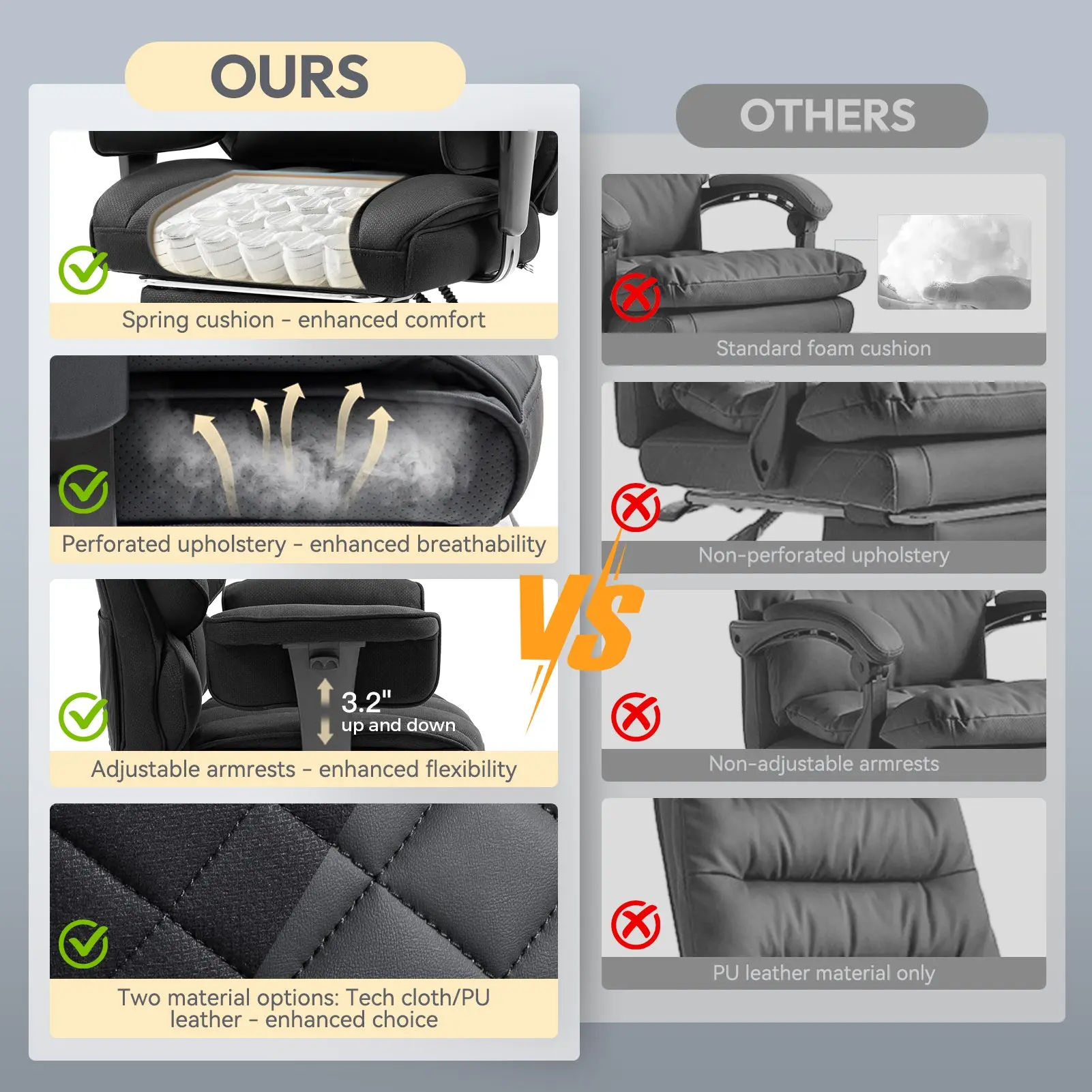 EXECUTIVE OFFICE SERIES 66B1 with 90°–135° Recline Range (Fabric, Black) - Image 7