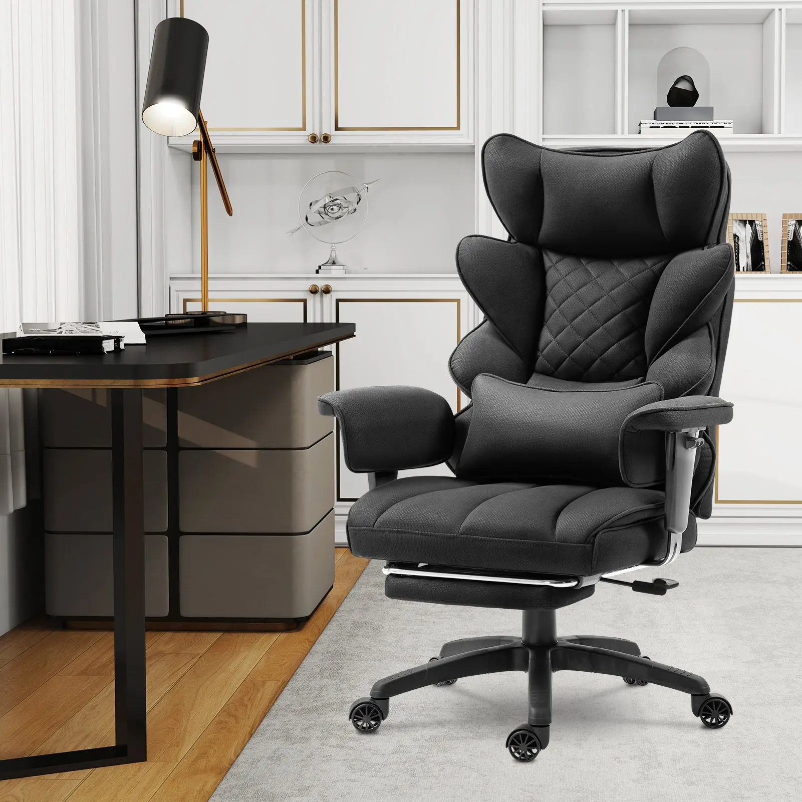 EXECUTIVE OFFICE SERIES 66B1-S with 17° Smooth Rocking Motion (Fabric, Black) - Image 2