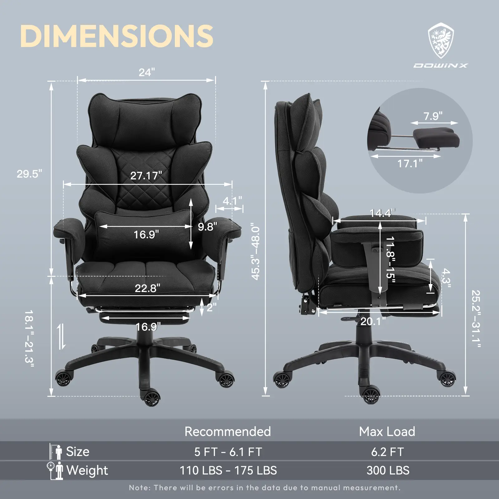 EXECUTIVE OFFICE SERIES 66B1-S with 17° Smooth Rocking Motion (Fabric, Black) - Image 4