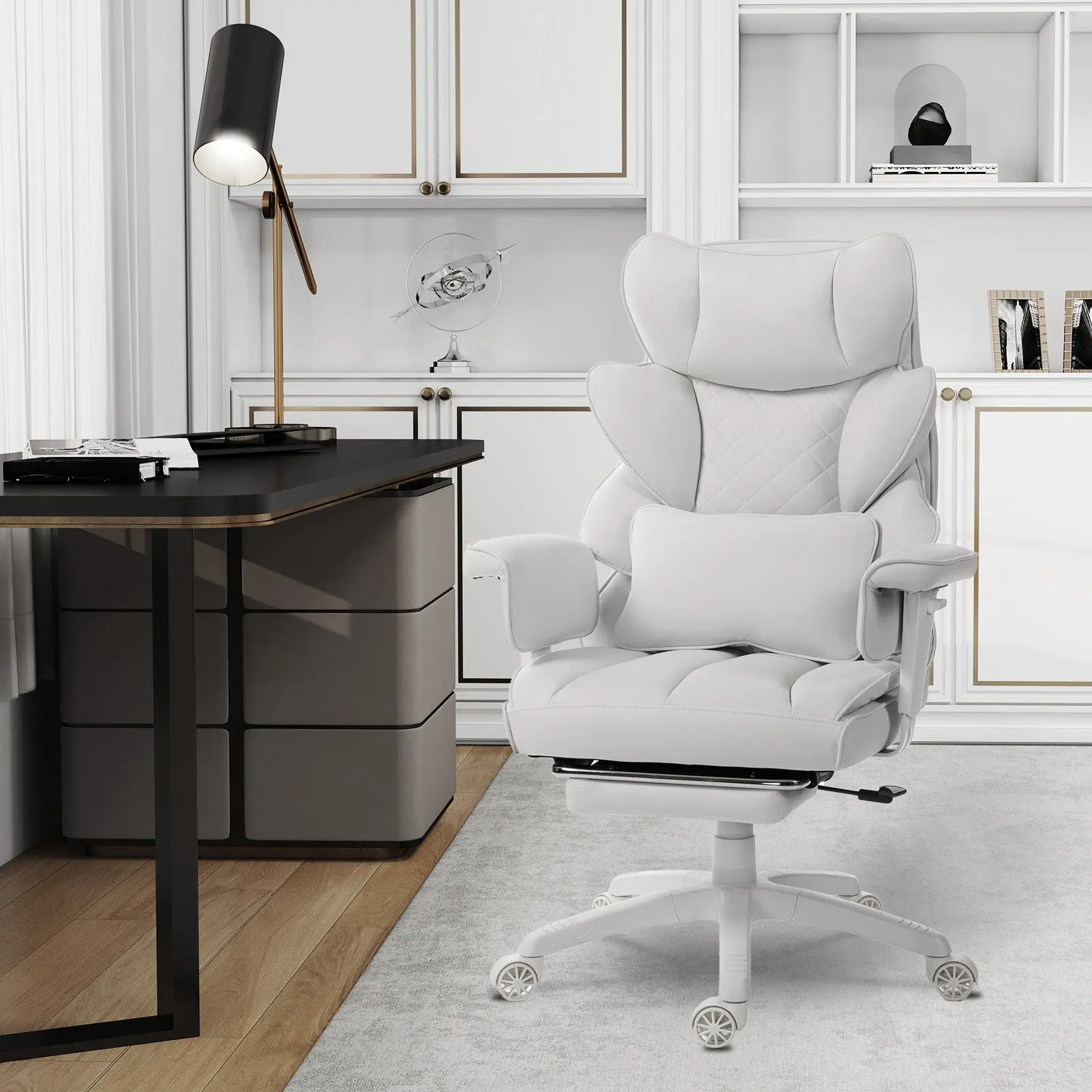 EXECUTIVE OFFICE SERIES 66B1-S with 17° Smooth Rocking Motion (Fabric, White) - Image 2