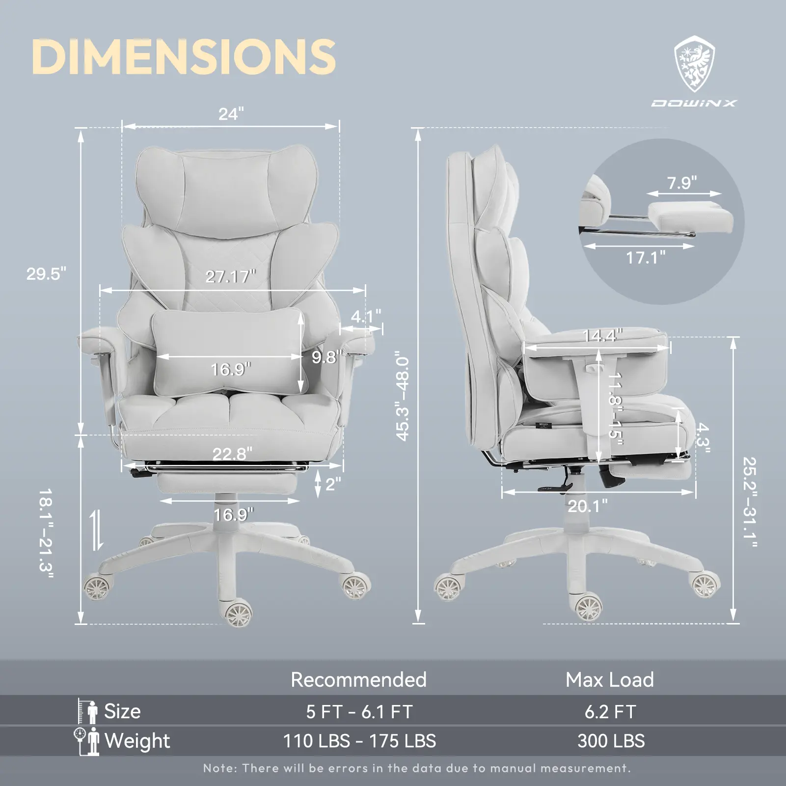EXECUTIVE OFFICE SERIES 66B1-S with 17° Smooth Rocking Motion (Fabric, White) - Image 4