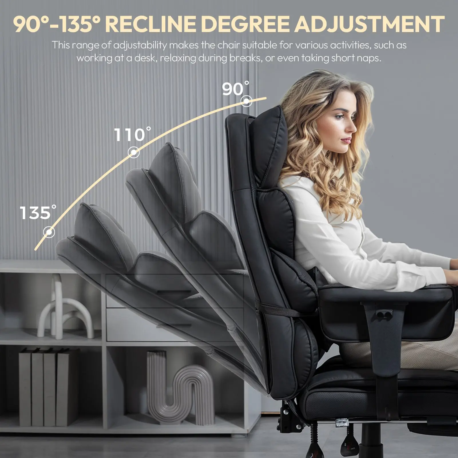 EXECUTIVE OFFICE SERIES 66B1 – 90°–135° Recline Range (PU Leather, Black) - Image 5