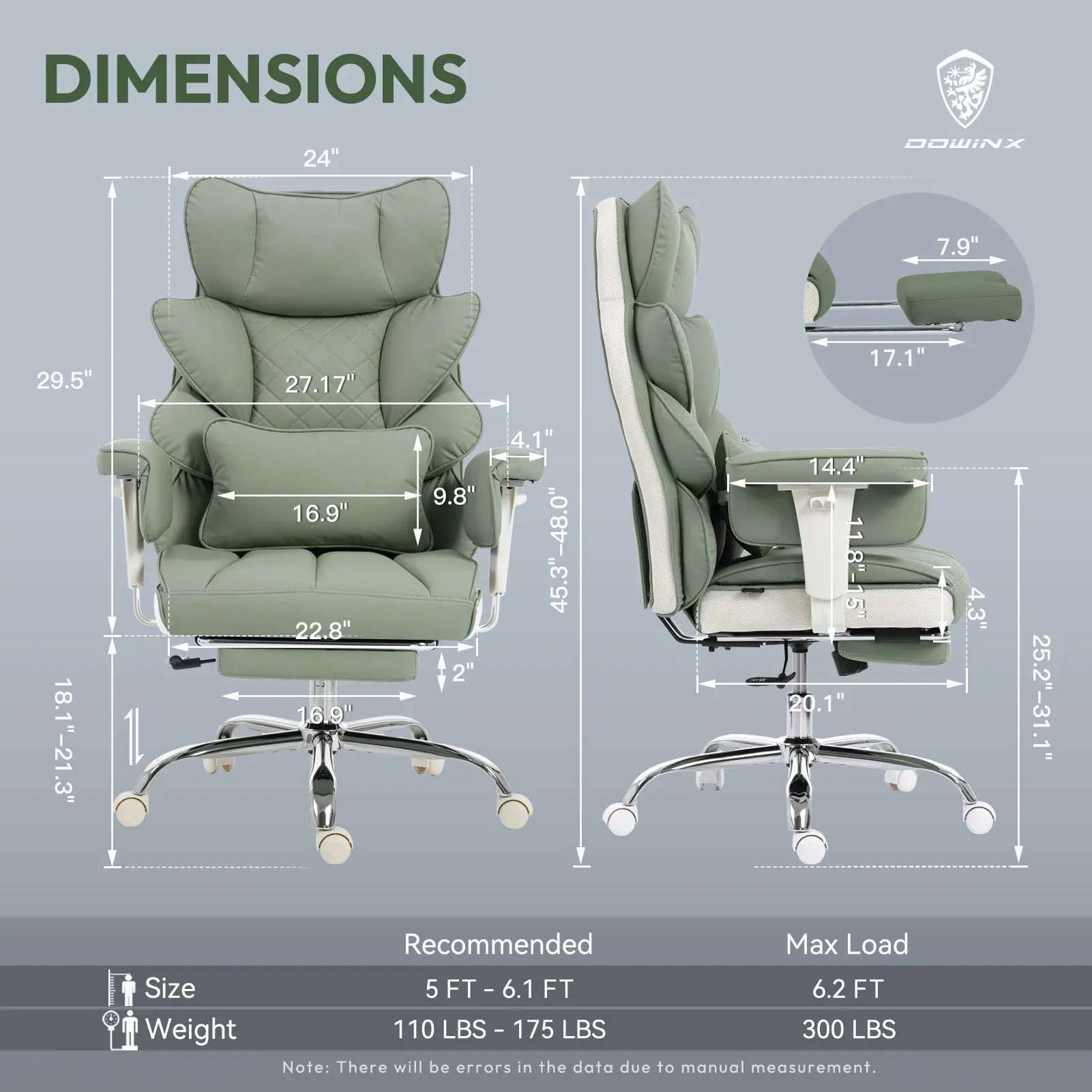 EXECUTIVE OFFICE SERIES 66B1S with 17° Smooth Rocking Motion (PU Leather, Green) - Image 3