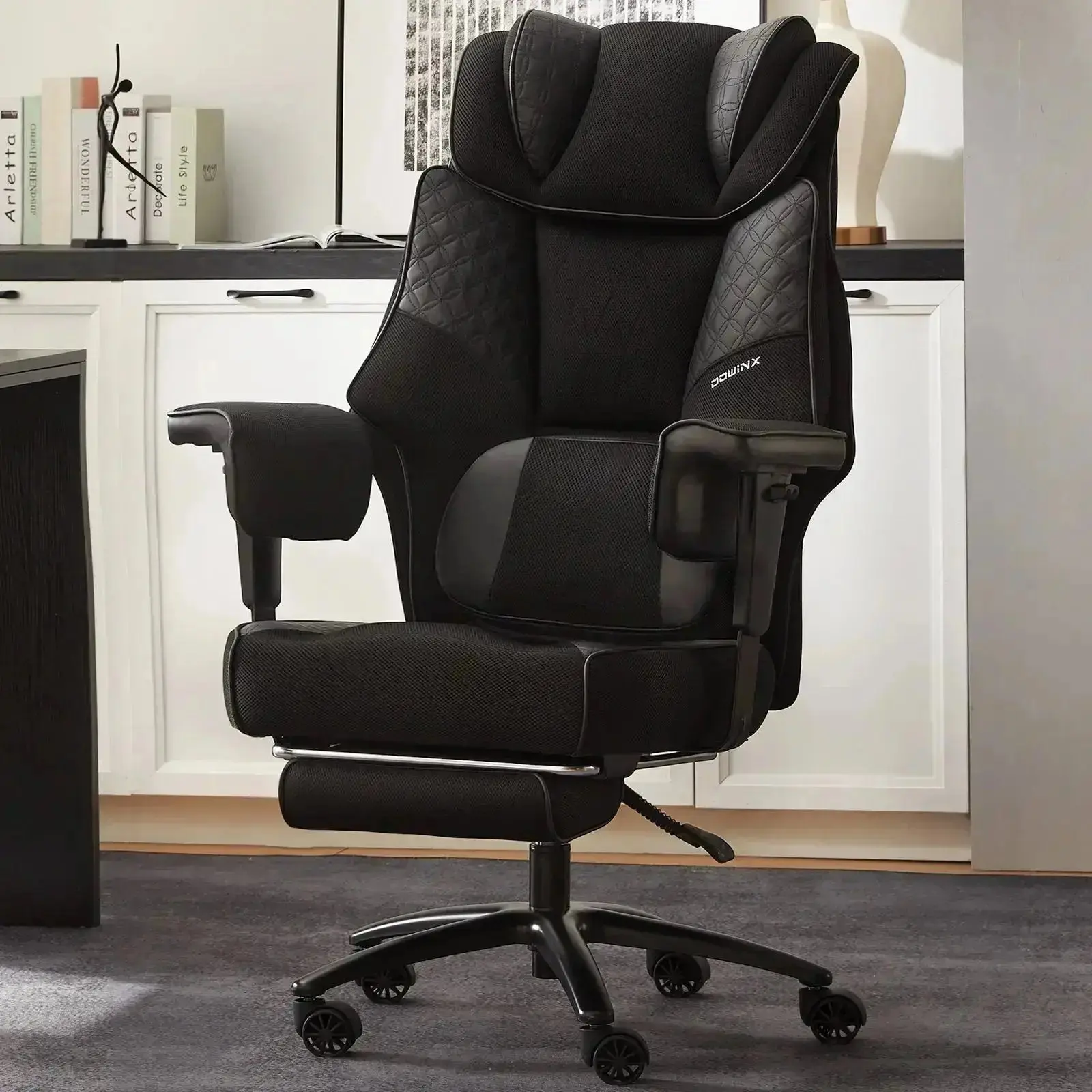Office Chair QL-66B3 -Black– Big & Tall Massage Boss Chair for Work & Relax | Dowinx - Image 10