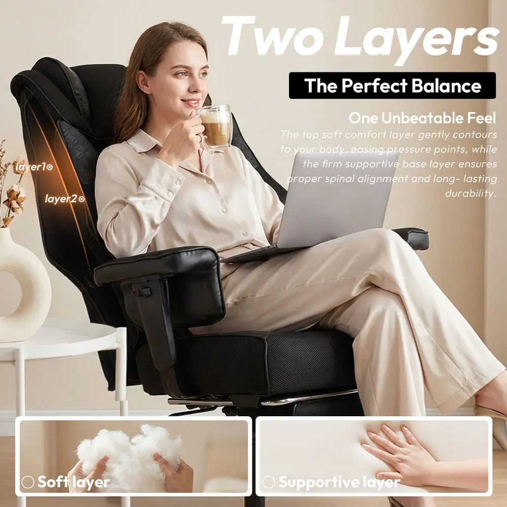Office Chair QL-66B3 -Black– Big & Tall Massage Boss Chair for Work & Relax | Dowinx - Image 5