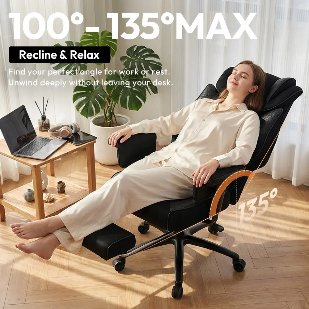 Office Chair QL-66B3 -Black– Big & Tall Massage Boss Chair for Work & Relax | Dowinx - Image 6