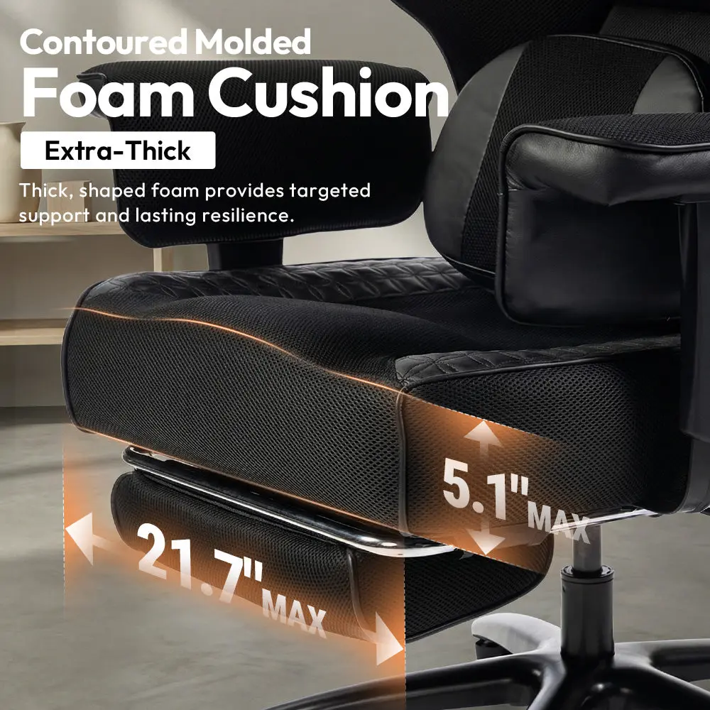 Office Chair QL-66B3 -Black– Big & Tall Massage Boss Chair for Work & Relax | Dowinx - Image 7