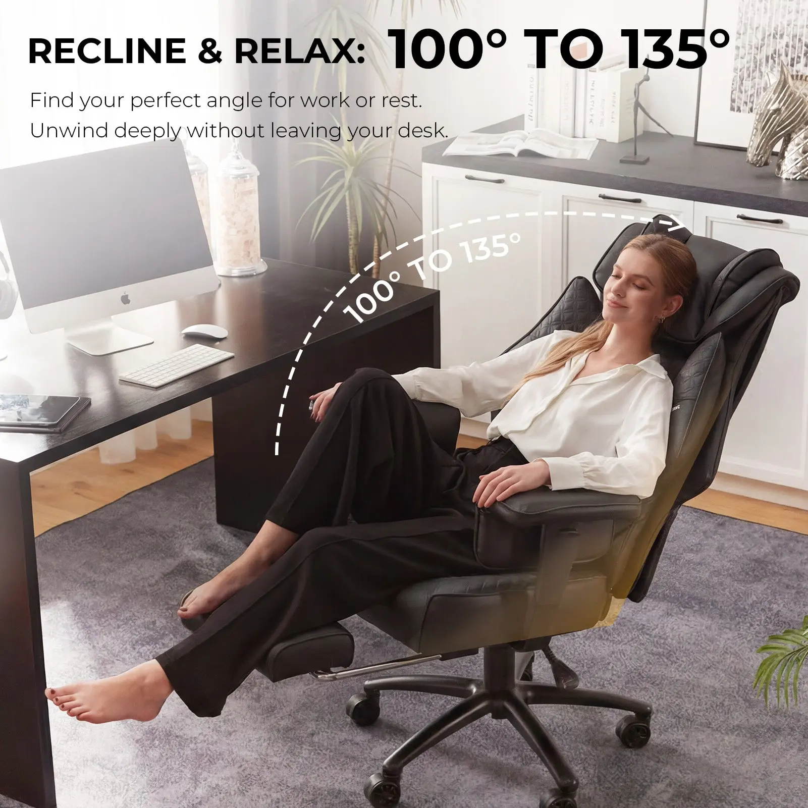 Office Chair QL-66B3 - Black (PU) - Big & Tall Massage Boss Chair for Work & Relax | Dowinx - Image 4